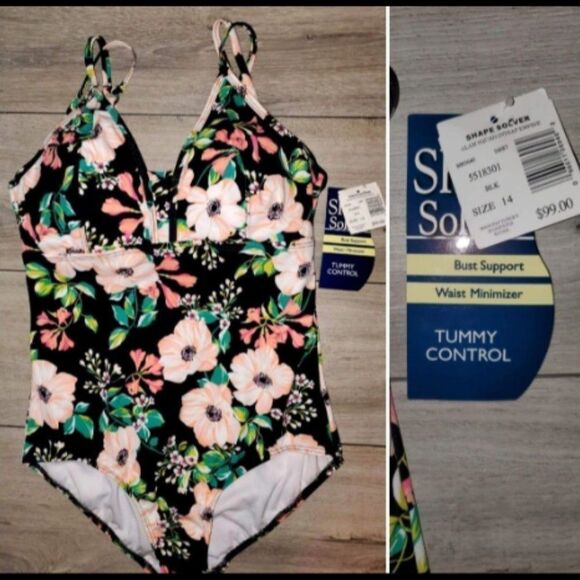 Tummy Control Shape Solver Sz 14 One-Piece Swimsui - Picture 2 of 3